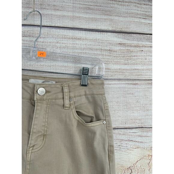 Risen Distressed Bootcut Jeans Women's Size 0/24 Tan/Beige Stretch - Picture 3 of 16